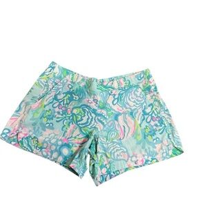 Lilly Pulitzer Blue and Pink Shorts Vibrant Floral Print